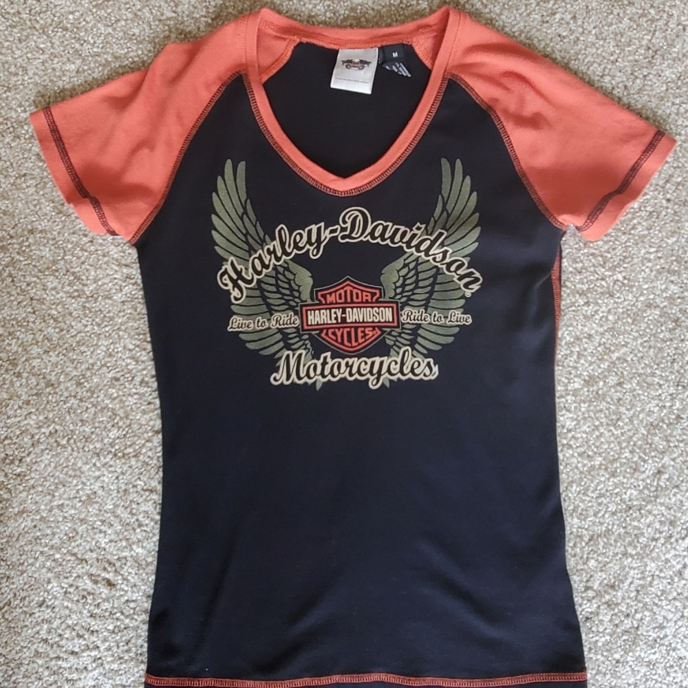 Harley Davidon V neck Top